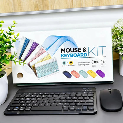 JP-Wireless Bluetooth keyboard ultra-thin and silent. Suitable for computers, tablets. Keyboard and mouse set for office use.