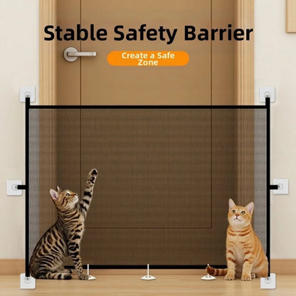 New Portable Retractable Pet Barrier Fences Folding Mesh Pet Safety Gate with Hooks Anti-Escape Dog Isolation Gate Stairs