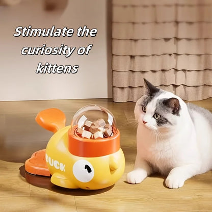 Interactive Dog Cat Toy Pet Automatic Food Treat Dispenser Cartoon Duck Design Slow Food Pet Snack Feeder for Dogs Cats Training