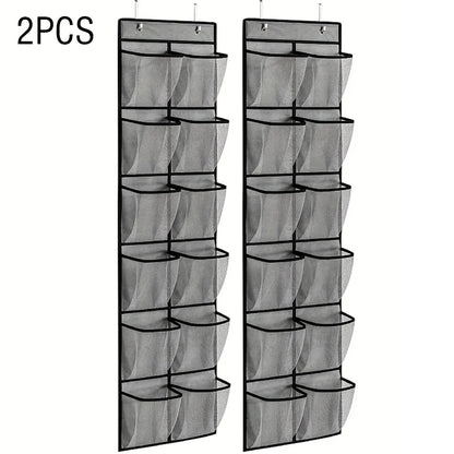 12 Pockets Over the Door Shoe Organizer Large Mesh Pockets with 2