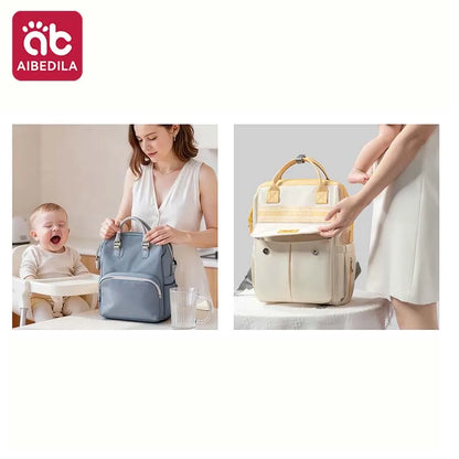 AIBEDILA Maternity Diaper Backpack Large Capacity Multifunctional Portable Light Baby Nappy Storage Backpack for Outdoor Travel