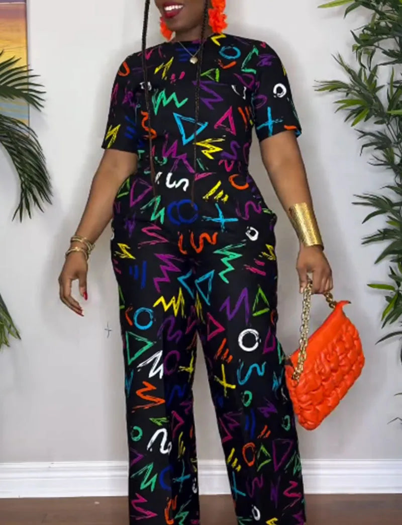 Short Sleeve 2 Piece Women Sets 2025 Spring Summer Matching Sets Stripe Print Two Pieces Sets Top Pants Suits Outfits Clothing