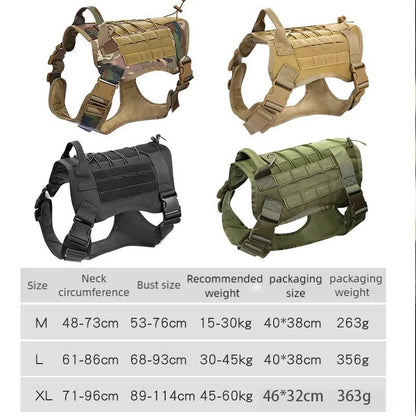 Adjustable Tactical Dog Collar Leash Harness for Medium Large Dogs Pet Accessories Durable Training Gear for German Shepherds