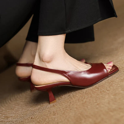 2026 New Summer Women Sandals Kid Suede Leather Women Shoes Peep Toe Chunky Heel Concise Sandals High Heel Ladies Shoes
