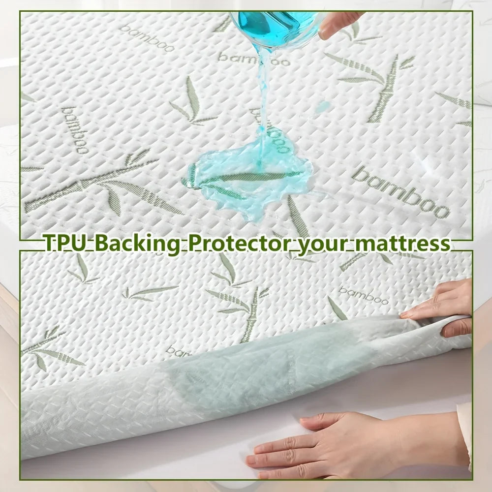 1p Cooling Bamboo Fiber Fitted Sheet, Breathable Mattress Protector