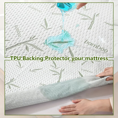 1p Cooling Bamboo Fiber Fitted Sheet, Breathable Mattress Protector