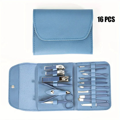 16pcs Professional Nail Clippers and Cuticle Nippers Set with Travel