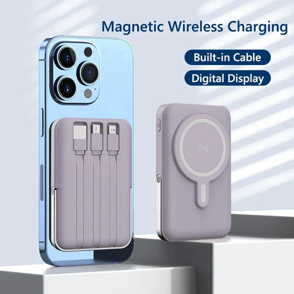 10000mAh Magnetic Wireless Portable Power Bank, 22.5W Fast Charging For All Smartphones, Mobile Power Supply With Back Clip & Foldable Stand Desktop Charger