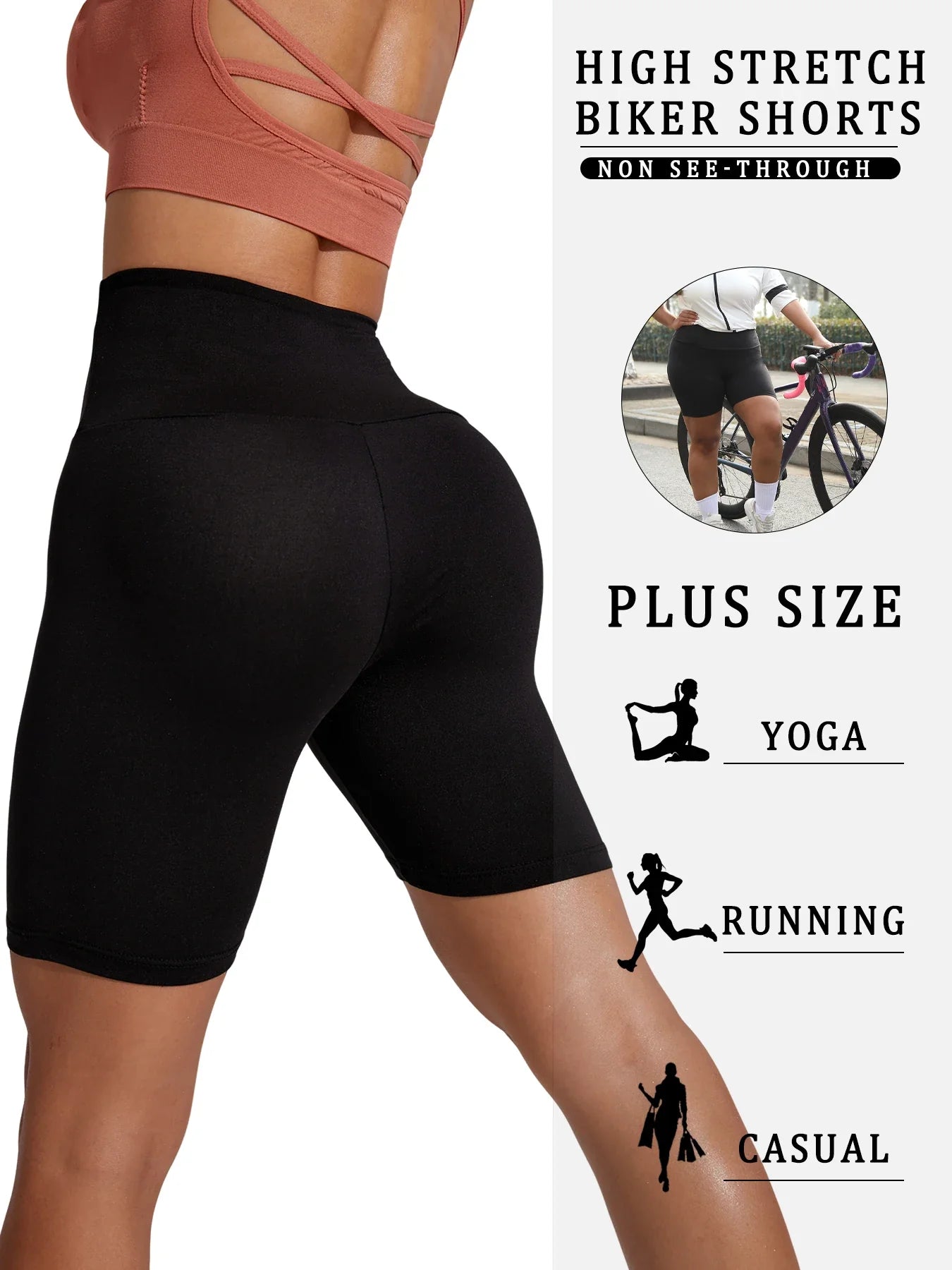 2 Pack Plus Size Biker Shorts for Women High Waisted Super Soft