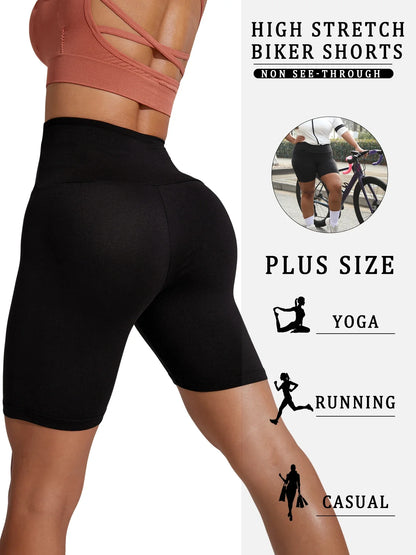 2 Pack Plus Size Biker Shorts for Women High Waisted Super Soft