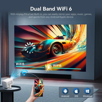 DITONG X3Plus HD Projector Native 1080P Support 4K WIFI6 BT5.4 Android Mini Portable Projector LED Home Theater Video Projector