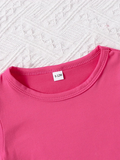 Baby girl round neck short sleeved DADDY'S GIRL fashionable letter pattern top casual short set for spring and summer