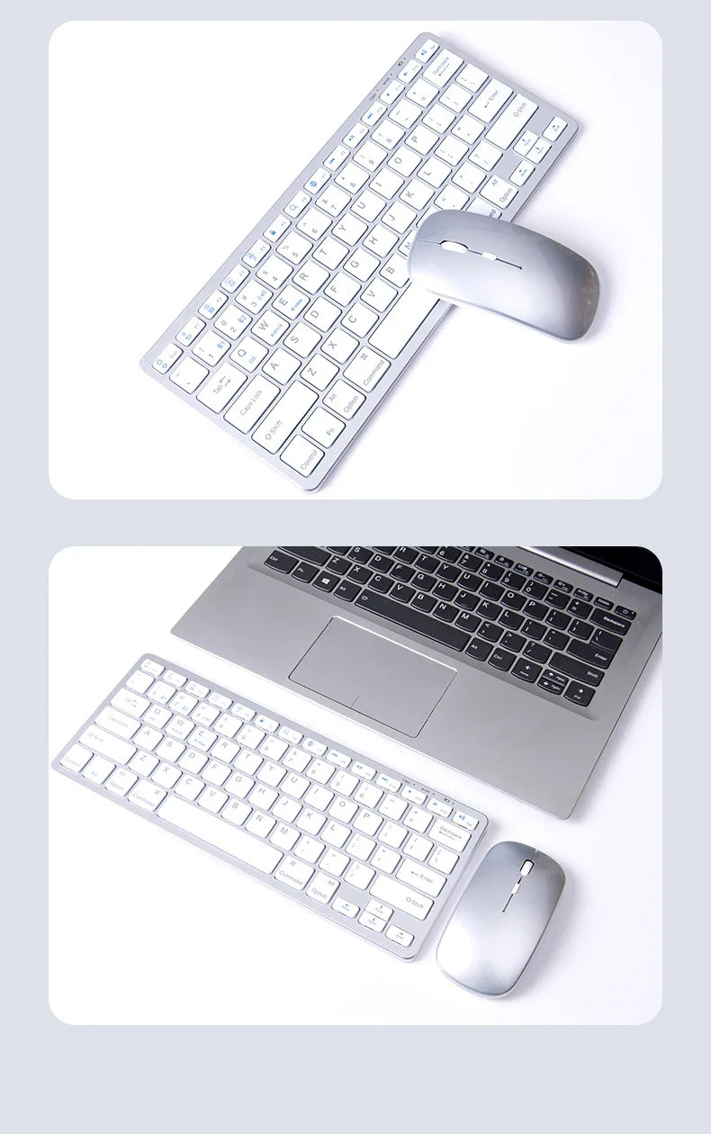 NexusClick Wireless Ergonomic Keyboard Mouse Combo - Rechargeable Mini Multimedia Set for PC, Laptop, MacBook