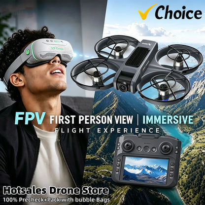 VR Big Drones 4K HD Wide Angle Camera WiFi FPV RC Helicopter with Large Screen Foldable Quadcopter for Professional Photography