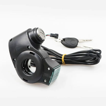 E-Bike Thumb Throttle With Key Lock And Battery Level Display 24V-72V Electric Scooter Grip 7/8 Inch Handlebar Twist Accelerator