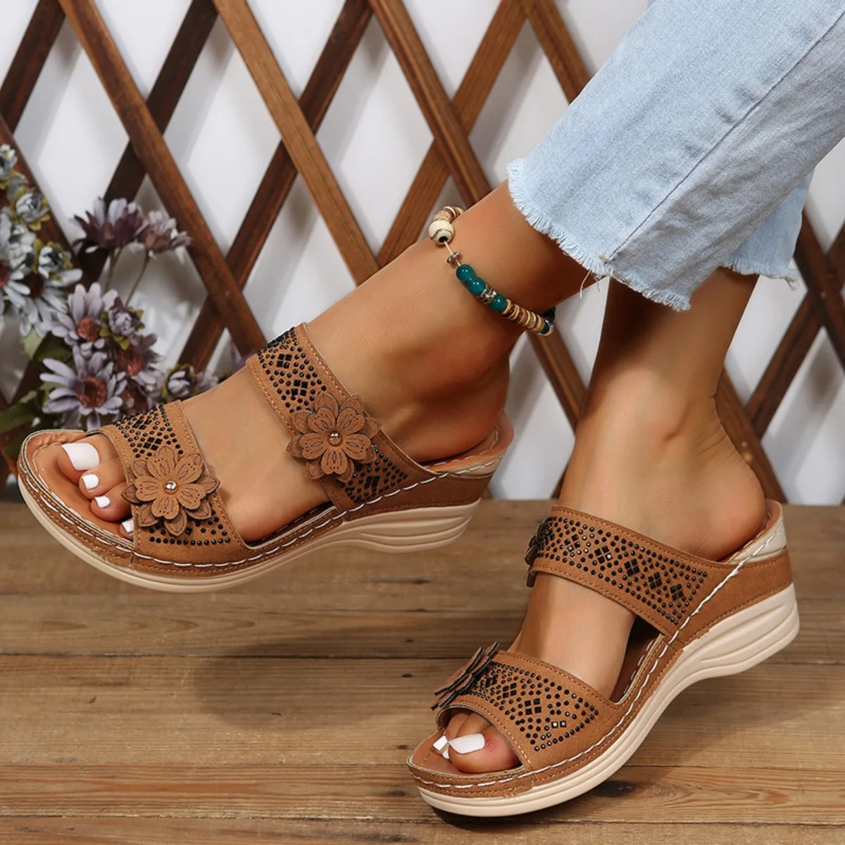 New Fashion Summer Women Wedge Sandals Premium Orthopedic Open Toe Sandals Vintage Anti-slip Leather Casual Female Retro Shoes