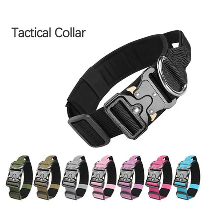 Adjustable Tactical Dog Collar with Metal Buckle Outdoor Walking Training Durable Nylon Collars for Medium Big Dogs Pet Supplies