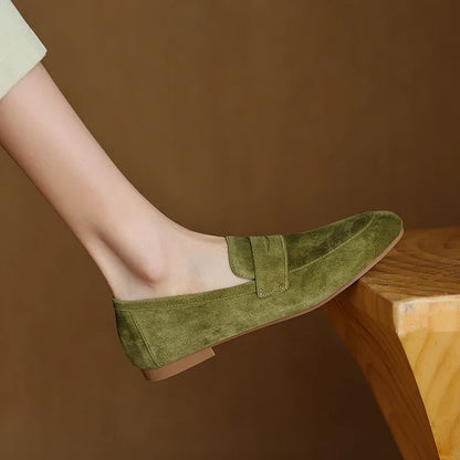 2026 Spring Sheep Suede Women Shoes Round Toe Flat Heel Women loafers Shoes for Women Deep Mouth Loafers Low Heels Ladies Shoes