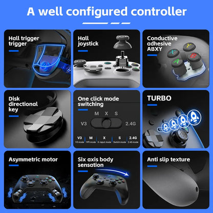 G6 wireless mobile game controller with Hall trigger and Hall joystick supporting switch/pc/android/IOS