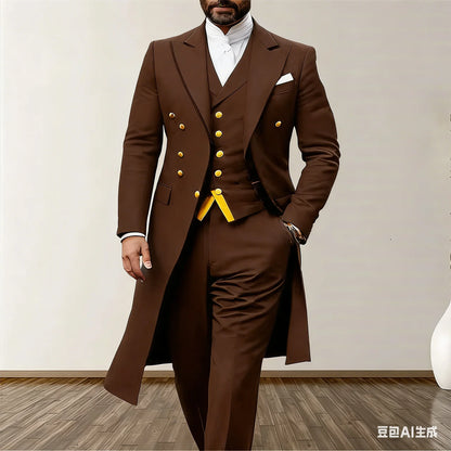 Blue Men Wedding Suits 3 Piece Long Blazer Vest Pants Satin One Button Tuxedo Formal Work Wear Prom suits XS-5XL