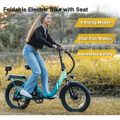 48V13AH detachable battery electric scooter, 20-inch foldable parent-child riding E-BIKE. , 1000W brushless motor electric bicyc