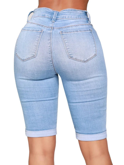 Skinny Jeans for Women High Waist Stretch Denim Trousers Mom Jeans Knee Length Pencil Pants Casual Comfort Trousers Oversize