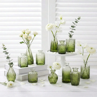 12 Pack Glass Bud Vase Set, Small Vintage Flower Vases for