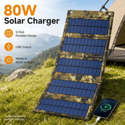 Folding Portable Solar Charging Panel; Outdoor Camping Charging Is No Trouble; The Pattern Is Super Cool