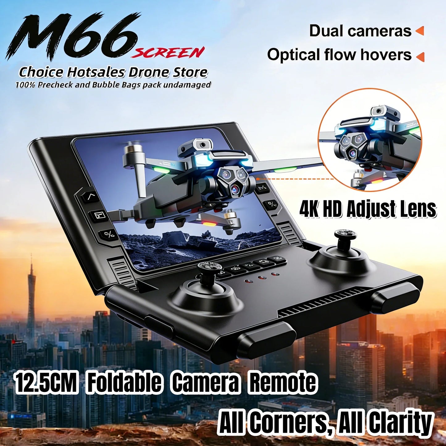 2026 New M66 Drone HD Folding Remote Control With Camera And Screen 5G FPV Camera Quadcopter Brushless Motor RC Quadcopter