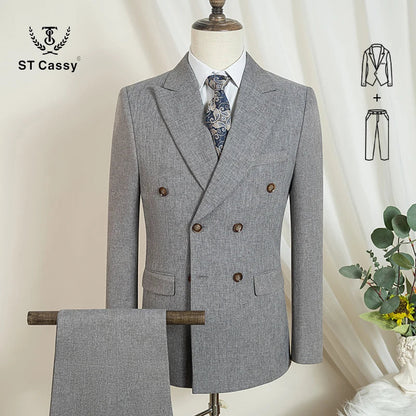 ST Cassy High Quality Elegant Man Suit 2 Piece Set Party Outfit Modern Wedding Dinner Suit for Men Stylish Business Office Suit