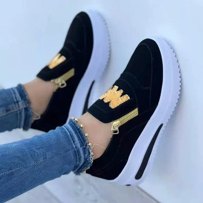 Women's Sneakers Platform Shoes Side Zipper M Printed Women Vulcanized Shoes Lightweight Casual Shoe Plus Size 43 Women Shoes