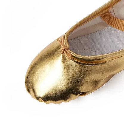 Men's And Women's Ballet Gold Silver PU Material Lace-up Soft Soled Dancing Shoes