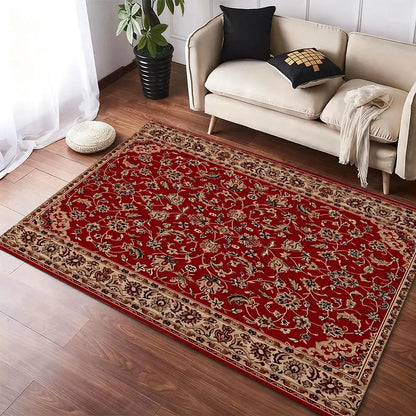 Red Persian Carpet Floor Mat Flannel Rugs Cozy Plush Thickened Soft Warm Winter Floor Mat Non Slip Living Room Home Indoor Use