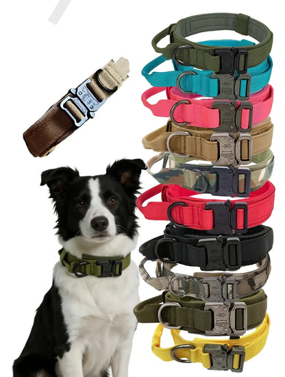 Tactical Dog Collar Adjustable Nylon Dog Supplies With Heavy Duty Metal Buckle Durable Training Collar For Medium And Large Dogs