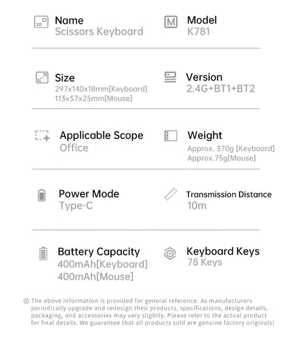 Bluetooth Wireless Keyboard Mouse Set Laptop Silent Button Charging Portable Mini Wireless Keyboard Office Typing