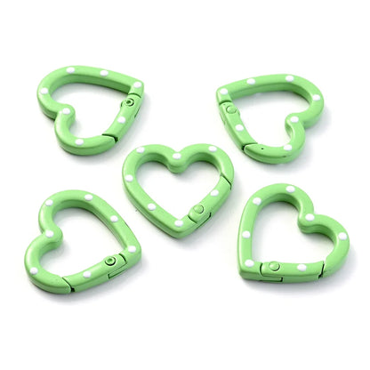 5pcs Multicolor Metal Heart Ring Spring Clasp Carabiner Keychain Clips Hook Dog Chain Diy Jewelry Buckle Connector Supplies