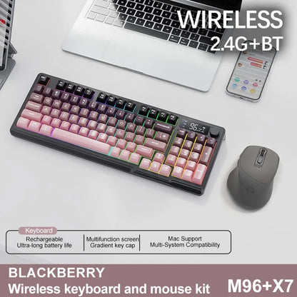 M96 Bluetooth Keyboard Wireless FREEWOLF Screen Gaming Keyboard Electronic Screen Multi-Device Connection Ergonomics Gaming