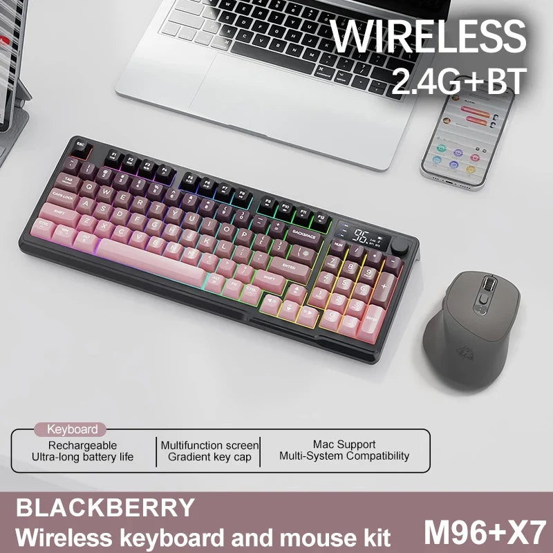 M96 Bluetooth Keyboard Wireless FREEWOLF Screen Gaming Keyboard Electronic Screen Multi-Device Connection Ergonomics Gaming