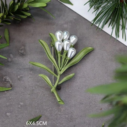 Creative Handmade Exquisite Green Plant Brooch Corsage Woman Retro Pearl Brooches Coat Accessories Jewelry