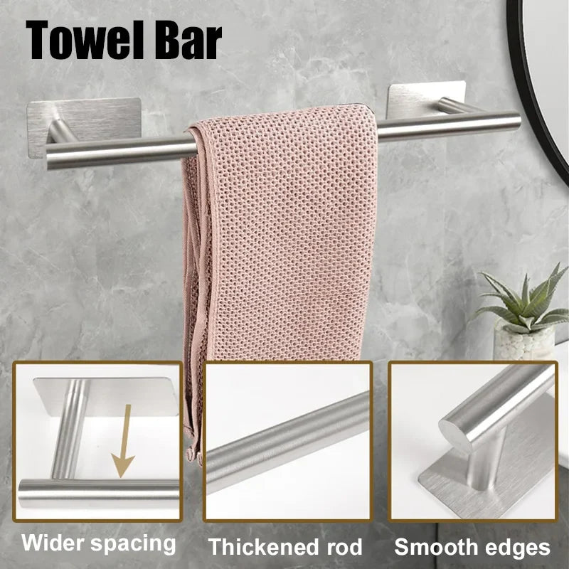 5-Piece Bathroom Hardware Set – Wall-Mounted Accessories Including Towel Bar, Hooks, and Toilet Paper Holder