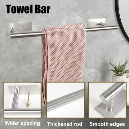 5-Piece Bathroom Hardware Set – Wall-Mounted Accessories Including Towel Bar, Hooks, and Toilet Paper Holder