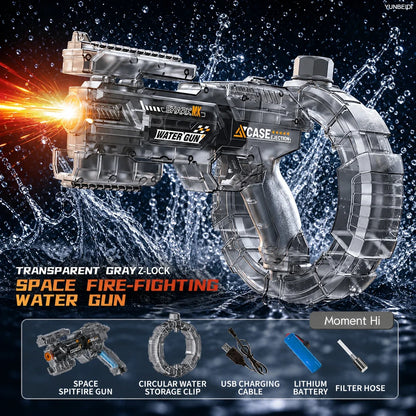 Electric Water Gun Automatic Water Blaster with LED Lights High Pressure Long Range Summer Beach Pool Outdoor Toy for Kids Adult
