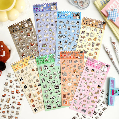 1 Sheet Kawaii Pet Clear PET Sticker, Mini Dog Cat Panda Rabbit