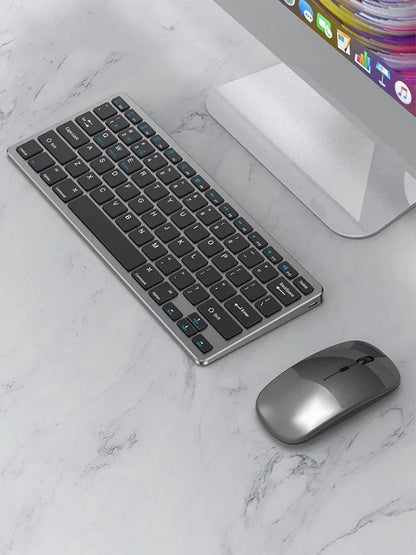 New 2.4G Wireless Rechargeable Silent Wireless Keyboard and Mouse Set, Compact Ergonomic Keyboard Mouse for Office/Home