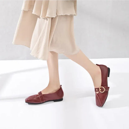 AIYUQI Women Shoes Fashion 2026 New Genuine Leather Ladies Flat Shoes Comfortable Square Buckle Large Size 414243 Shoes Women