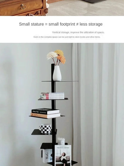 Living Plus Iron Living Room Shelf Simple Storage Floor Ins Creative Multi-layer Rotating Invisible Display Shelf Bookshelf