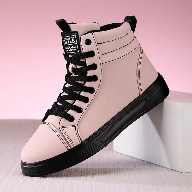 2026 Spring Fashion Red Men's Sneakers High Top Skateboarding Shoes for Men Women Comfortable Unisex Leather Sneakers Size 35-46