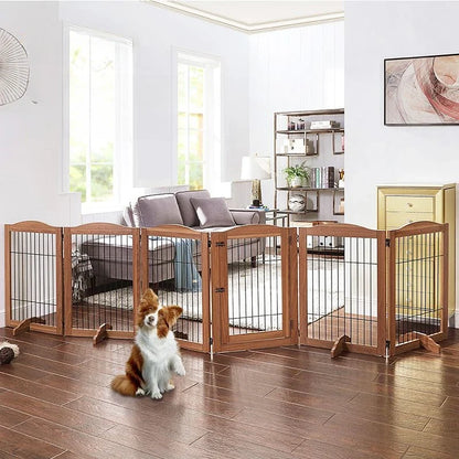Wooden Pet Fence Dog Fence Freely Combinable Pet Isolation Door Indoor Foldable Dog Cage for Small and Medium Dogs Pet Supplies