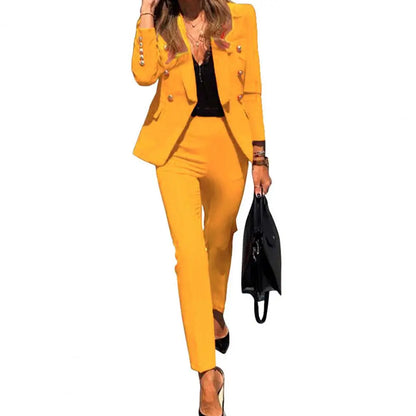 2 Piece Business Set Women's Dressy Long Sleeve Blazer and Pencil Pant