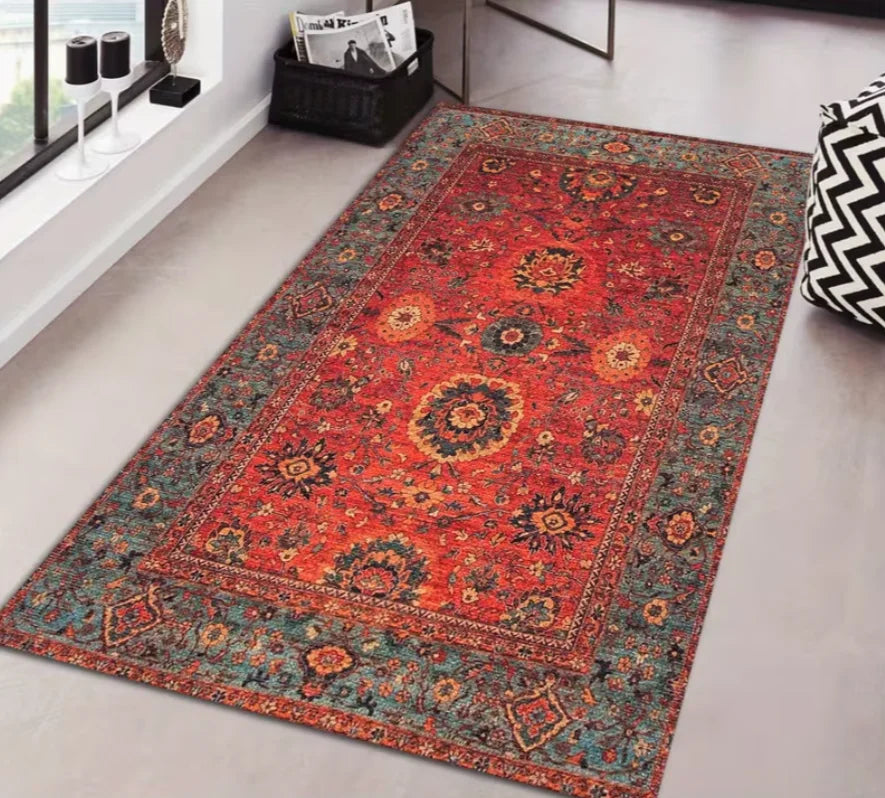 Style Carpet] Bohemian Persian Style Dark Pattern  Modern Home Decor Carpet Non-Slip Living Room, Bedroom, and Outdoor Use